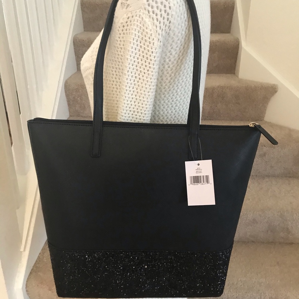 Kate Spade Penny Greta Court Glitter Black Tote - Picture 4 of 8